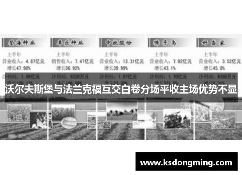 沃尔夫斯堡与法兰克福互交白卷分场平收主场优势不显